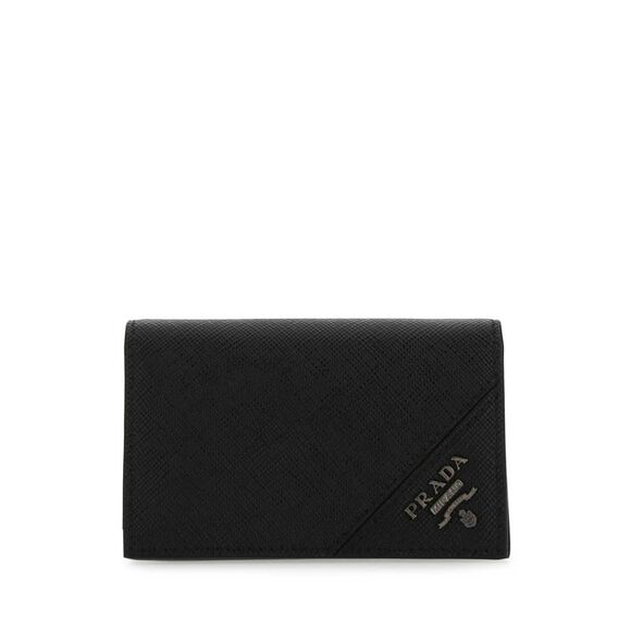 Prada Men Black Leather Card Holder